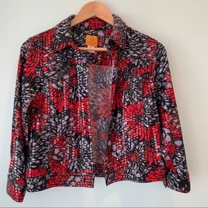 🏷️Ruby Rd. Petite Zinnia Print FABULOUS Stretch Button Front Jane Style Jacket 6